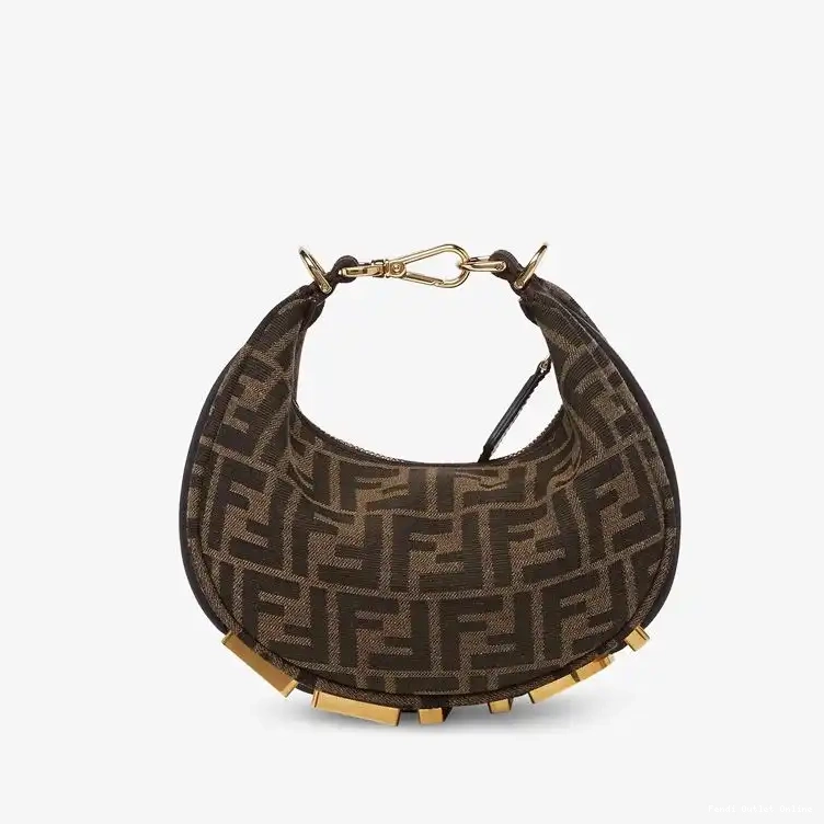Affordable Fabric Mini Brown Bag FF Fendigraphy Hobo In Motif Fendi 0619